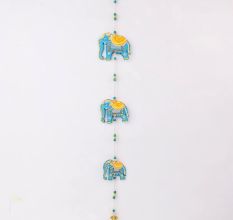 Handmade Wooden Elephant Wall Hanging for Home Decor - Blue, Red